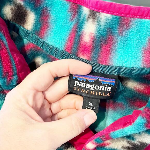 Patagonia T Snap Synchilla Long Sleeve Fleece Jacket Wild Desert Green XL - Picture 3 of 9